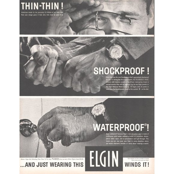 1960 Elgin Thin Thin 27a Watch Vintage Print Ad Leather Strap Wall Art Photo 60s - Picture 1 of 1